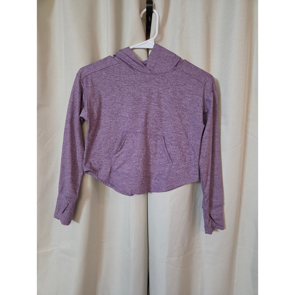 All in Motion Girls Heathered Purple Cropped Hoodie Thumbholes Size M 8